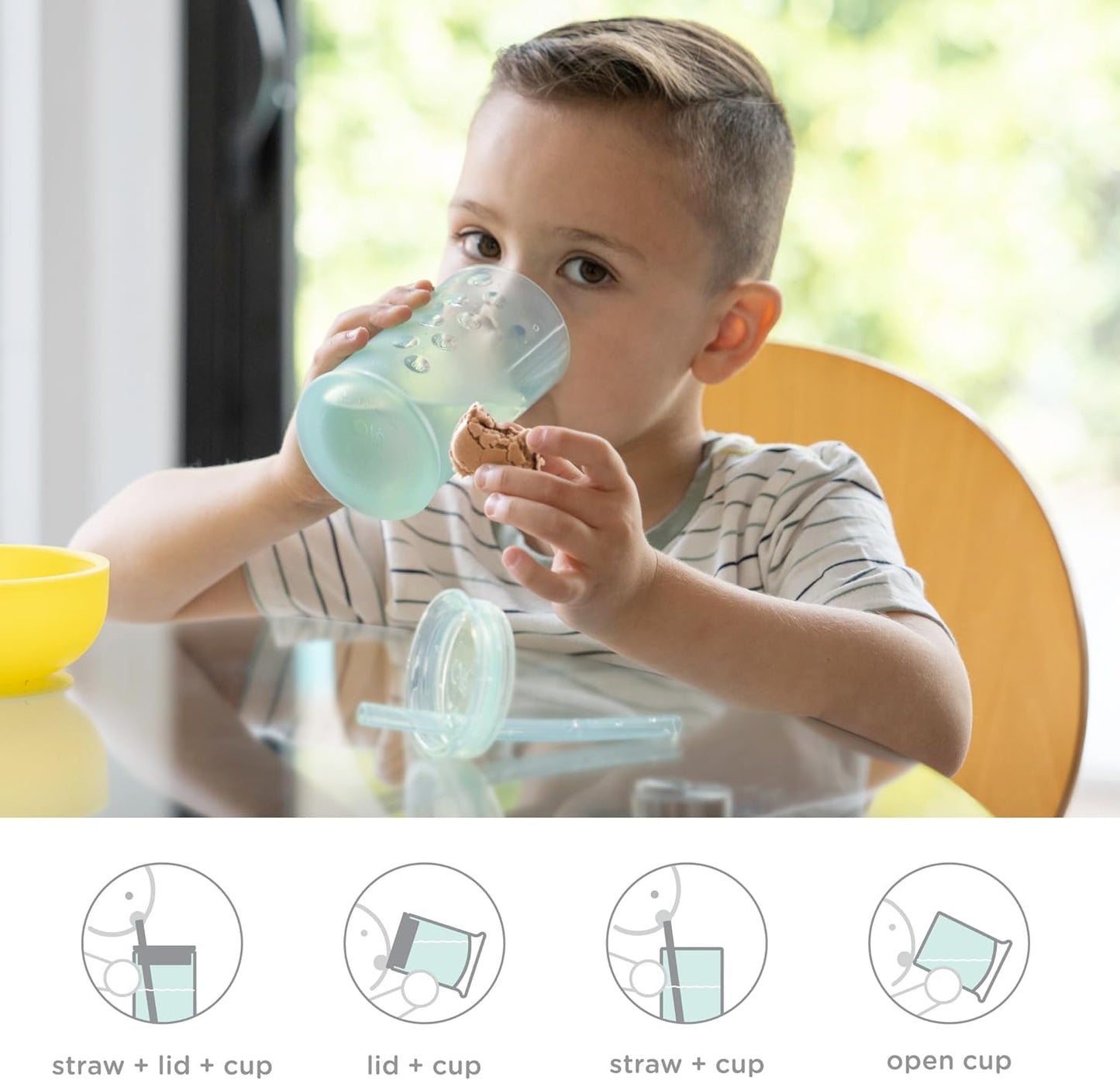 Olababy Clear View Silicone Training Cup with Straw Lid | Toddler Sippy Trainer 12mo+ | Unbreakable Water Drinking Cups for Kids 2yr+ | Baby Led Weaning & Feeding Supplies (Lilac, 9 oz)