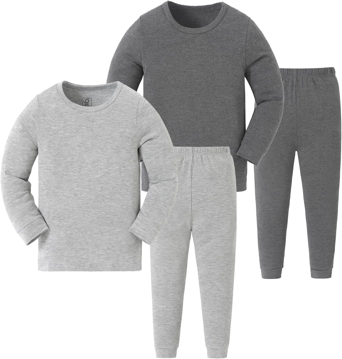 JunNeng Bamboo Viscose Pajamas for Toddler Baby, Boys Girls Solid Snug Fit Pajamas Long Sleeve Sleeper