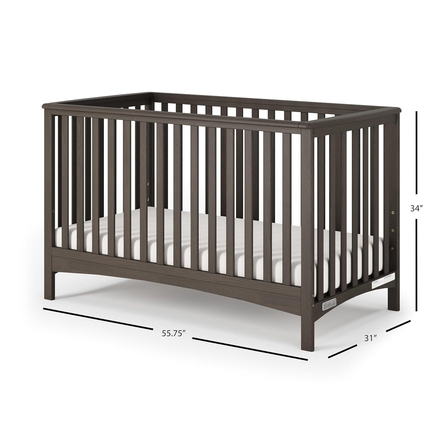 Child Craft London 4-in-1 Convertible Crib, Baby Crib Converts to Day Bed, Toddler Bed and Full-Size Bed, 3 Adjustable Mattress Positions, Non-Toxic, Baby Safe Finish (Dapper Gray)