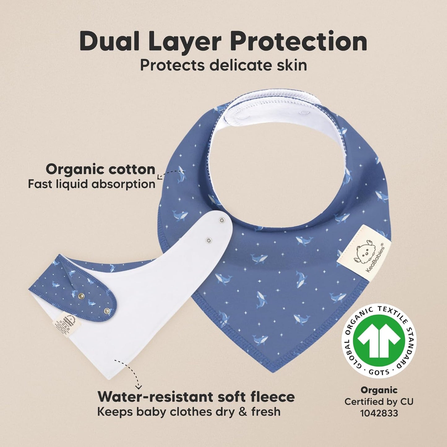 8-Pack Organic Baby Bandana Bibs for Boys, Girls - Super Absorbent Triangle Baby Bibs for Drooling and Teething Infant, 100% Cotton Extra Soft for Newborn, Infant 0-36 Months (Marine Muse)