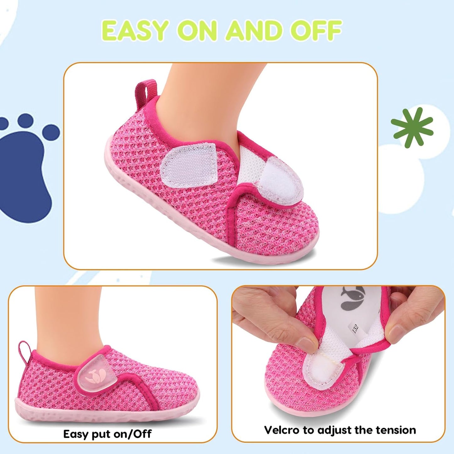 FEETCITY Baby Boys Girls First Walking Shoes Infant Sneakers Crib Shoes Breathable Lightweight Slip On Shoes