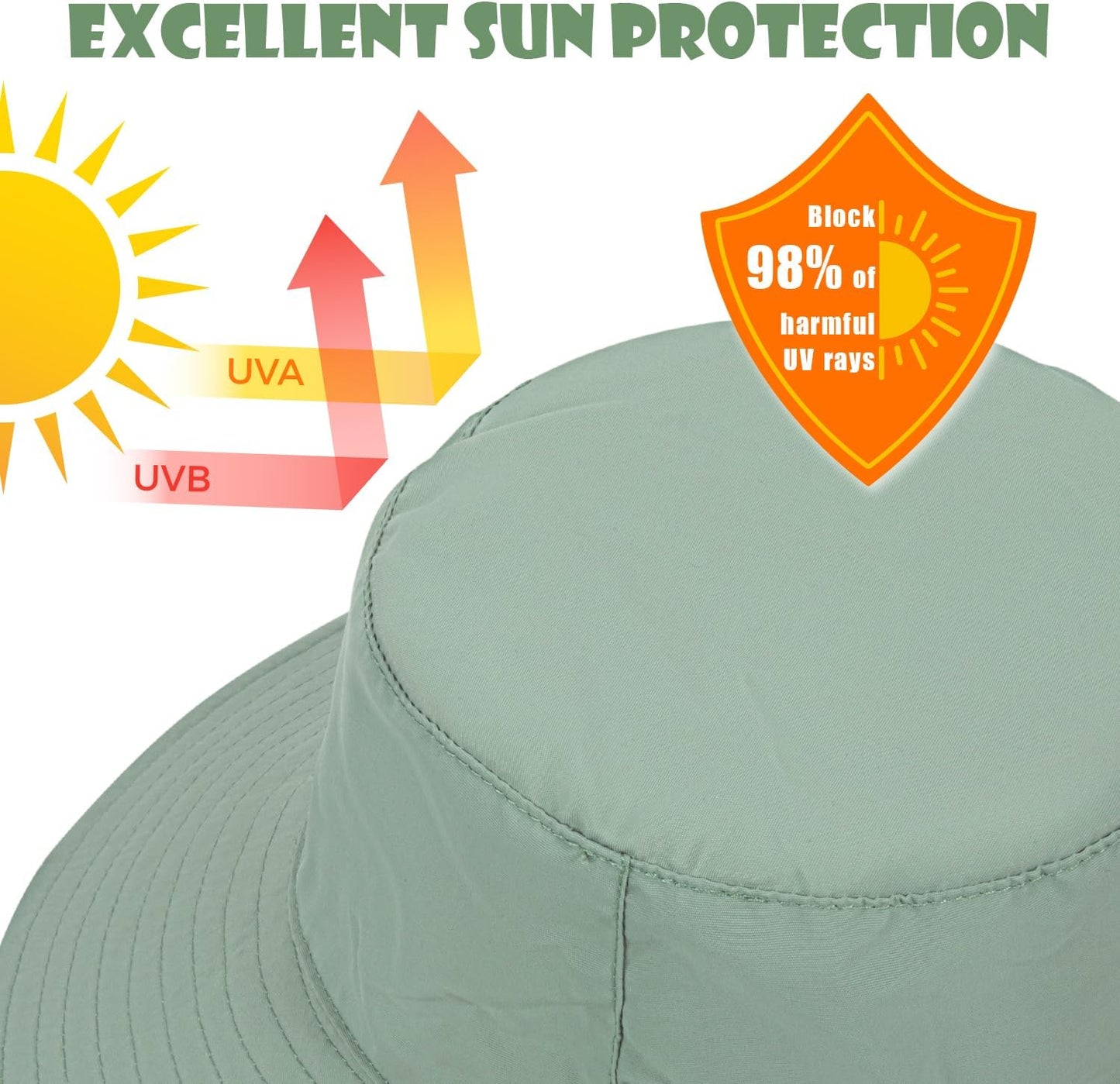 Baby Sun Hat Kids Summer UPF 50+ Toddler Bucket Hat Wide Brim Adjustable Beach Hats for Boys Girls Age 0-6 Years
