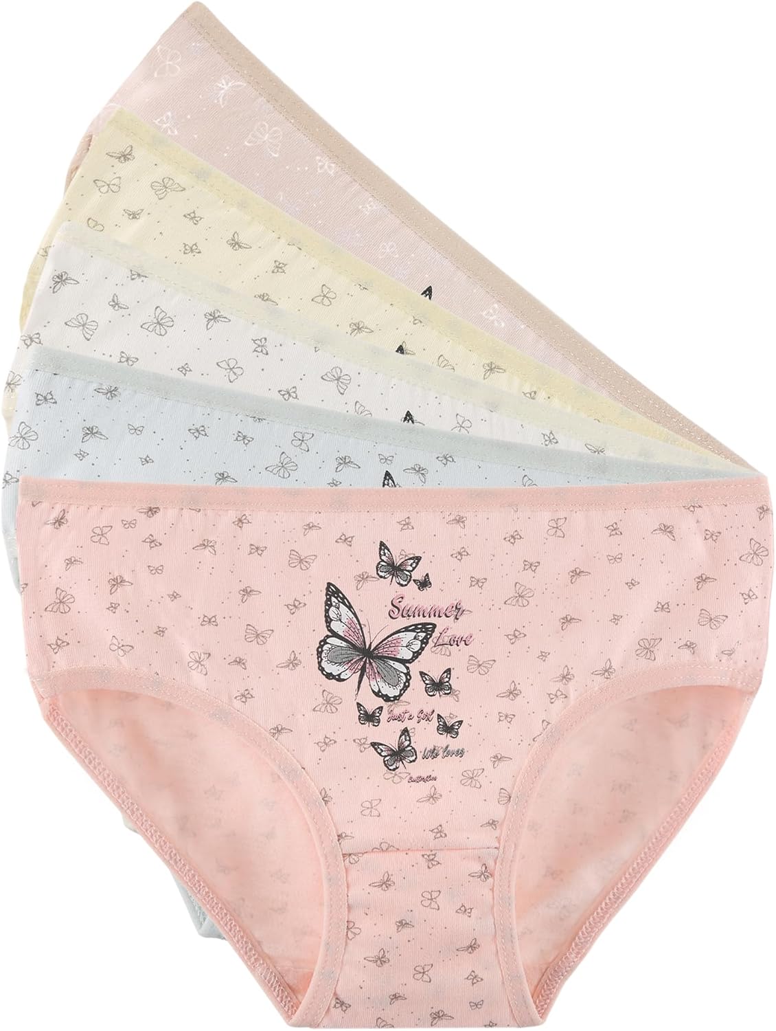 Donella Girls' Soft Cotton Underwear - Kids Bikini Brief Panties for Girls and Toddlers 5-Pack, Age: 2-15