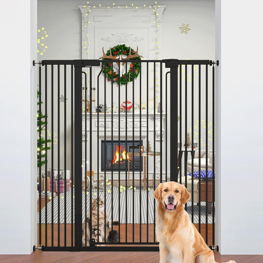 51" Extra Tall Cat Gate for Doorway Auto Close Encrypted Cat Gate 28.5"-48.7" Adjustable Width Pet Gate Include 5.5" and 8.26" Extension Kits No Drilling Pressure Mount Kit