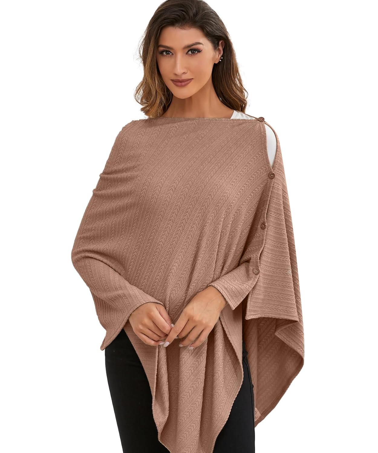Nursing Cover for Baby Breastfeeding, Organic Cotton Knit Breastfeeding Cover, Warm Cozy Swaddle, Breathable and Soft, Wide Neck with Stretch for Easy View (Chestnut)