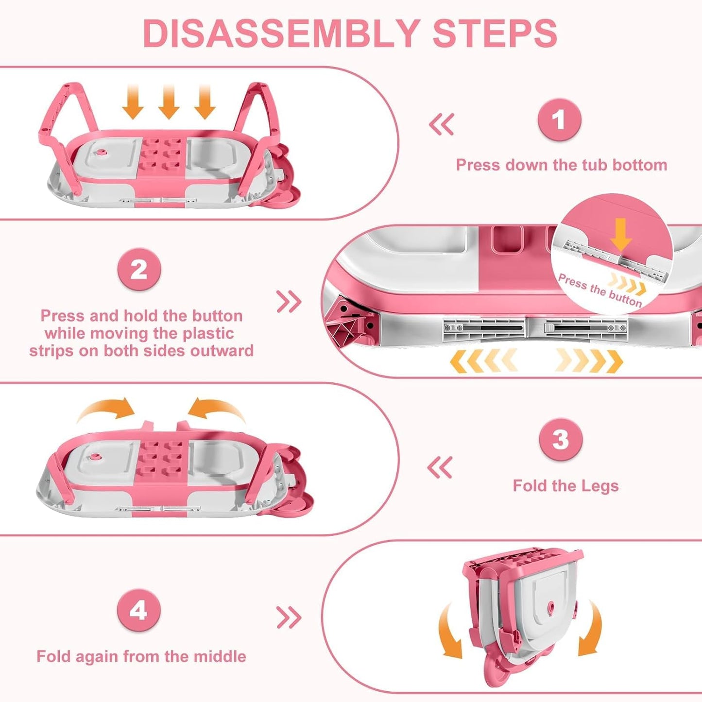 TPN Collapsible Baby Bathtub, Baby Bath Tub with Soft Cushion & Real-Time Thermometer, Baby Bathtub Infant to Toddler Tub (0-36 Months), Portable Newborn Travel Bath tub