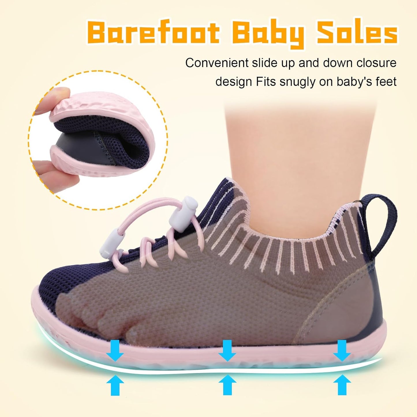 FEETCITY Baby Shoes Boys Girls First Walking Shoes Lightweight Infant Sneakers Slip On Shoe