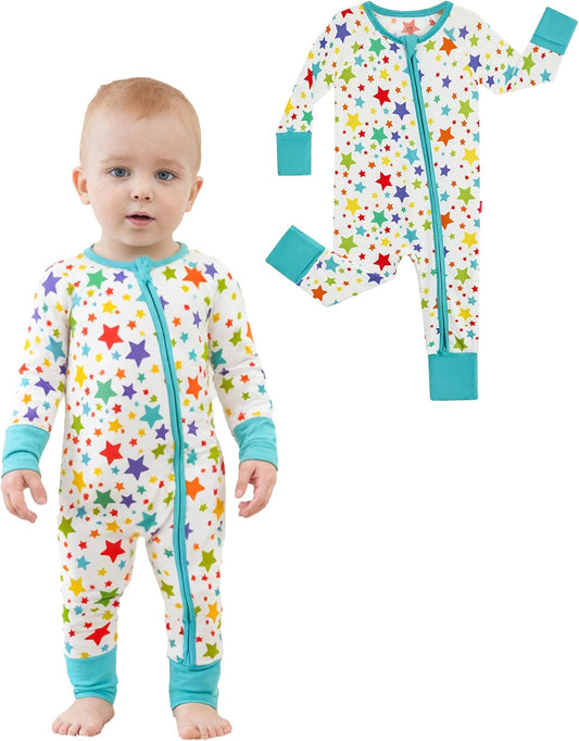 Baby One-Piece Romper Footless Bamboo Viscose Pajamas Sleepers for Baby Boys and Girls