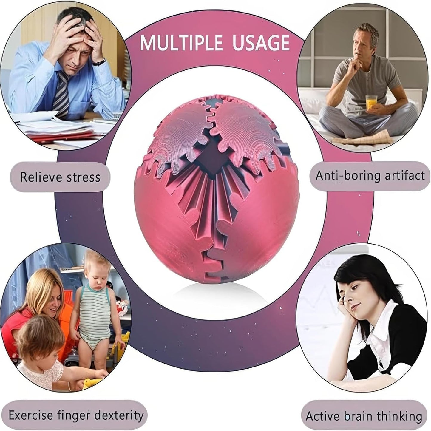 Gear Ball 3D Printed Gear Ball Spin Ball or Cube Fidget Toy, GearSphere, GearSphere - The Steampunk Whirling Wonder Fidget (H)