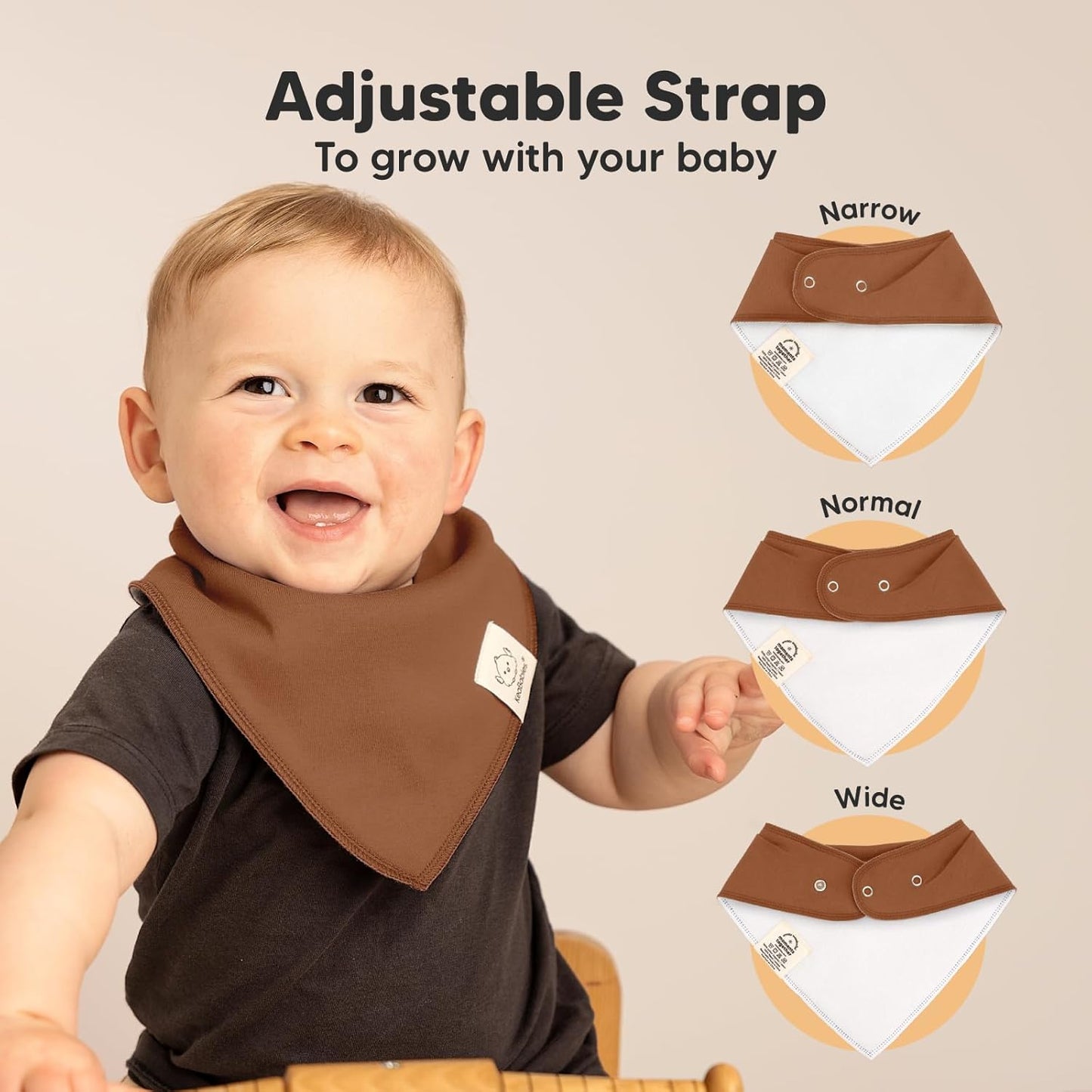 8-Pack Organic Baby Bandana Bibs for Boys, Girls - Super Absorbent Triangle Baby Bibs for Drooling and Teething Infant, 100% Cotton Extra Soft for Newborn, Infant 0-36 Months (Terracotta)
