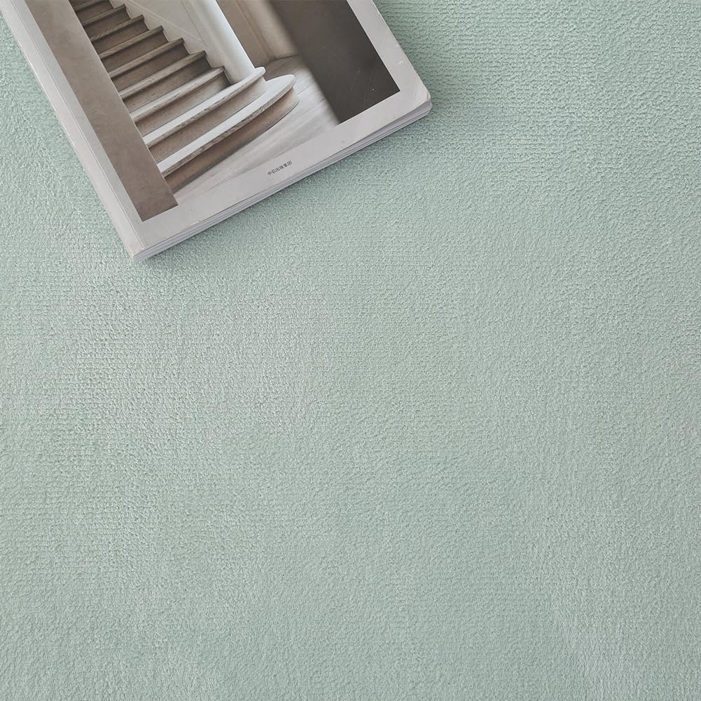 Loartee Nursery Rug Coral Velvet Crawling Rugs Mat Area Rugs Play Crawling Mat(6'7"x9'10", Light Green) for Toddler Children Play Mat Yoga Mat Exercise Pads Carpet