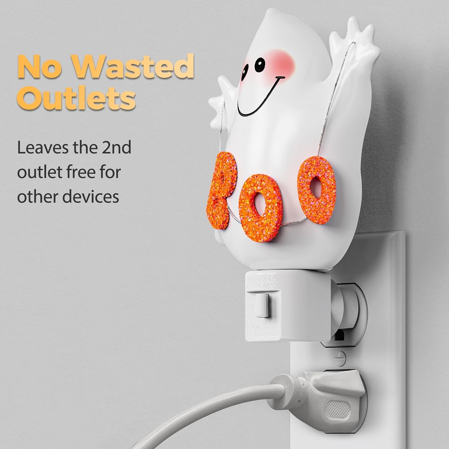 DORESshop Halloween Night Light Plug in, Ghost Night Lights Plug into Wall, Plug in Nightlight with 360° Rotatable, Cute & Funny Halloween Party Decorative for Adults,Kids,Gift, Pocky Decor,1 Pack