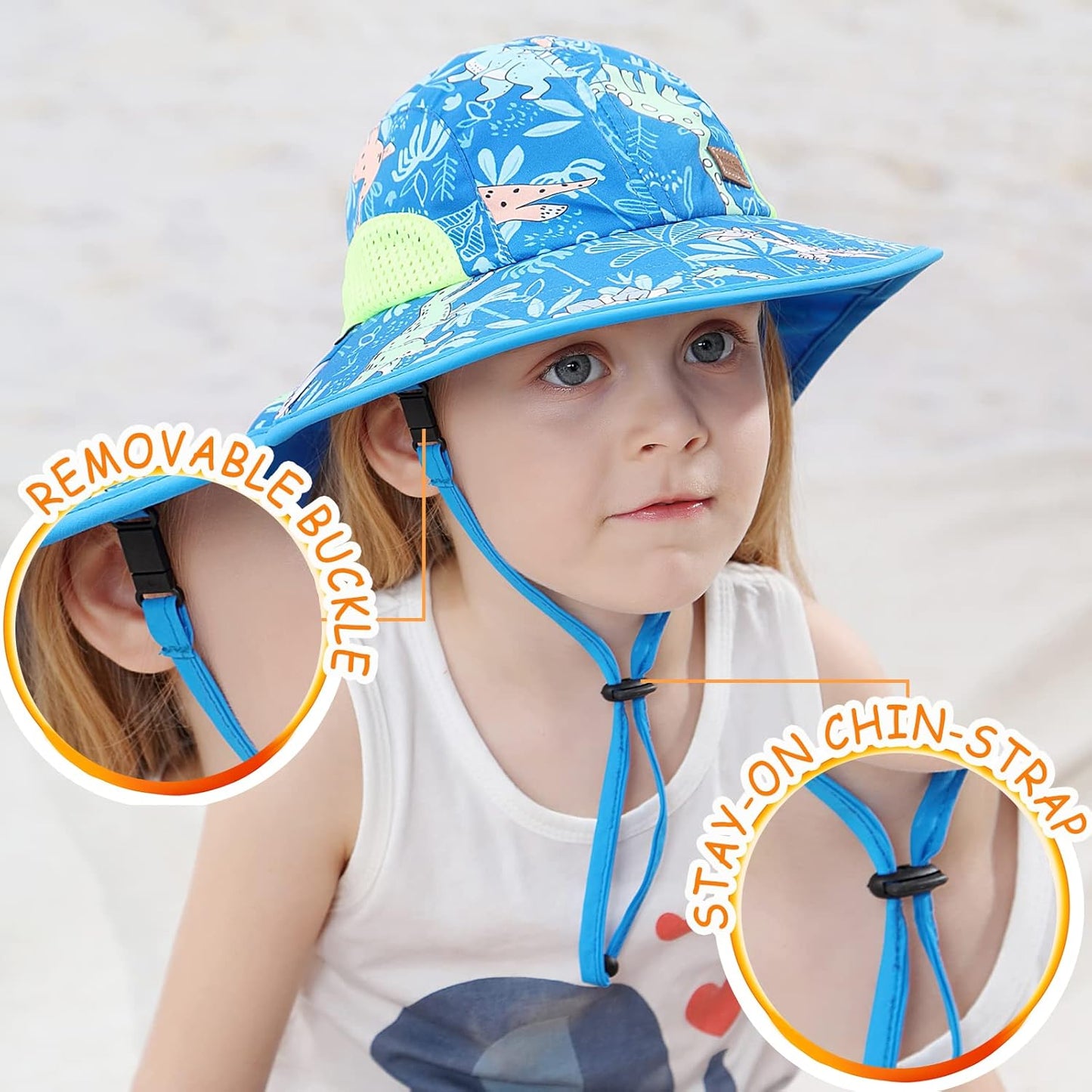 XIAOHAWANG Girls Sun Hat Baby Beach Hats Boys UPF 50+ Kids Summer Protection Cap Toddler Breathable Caps Wide Brim Neck Flap