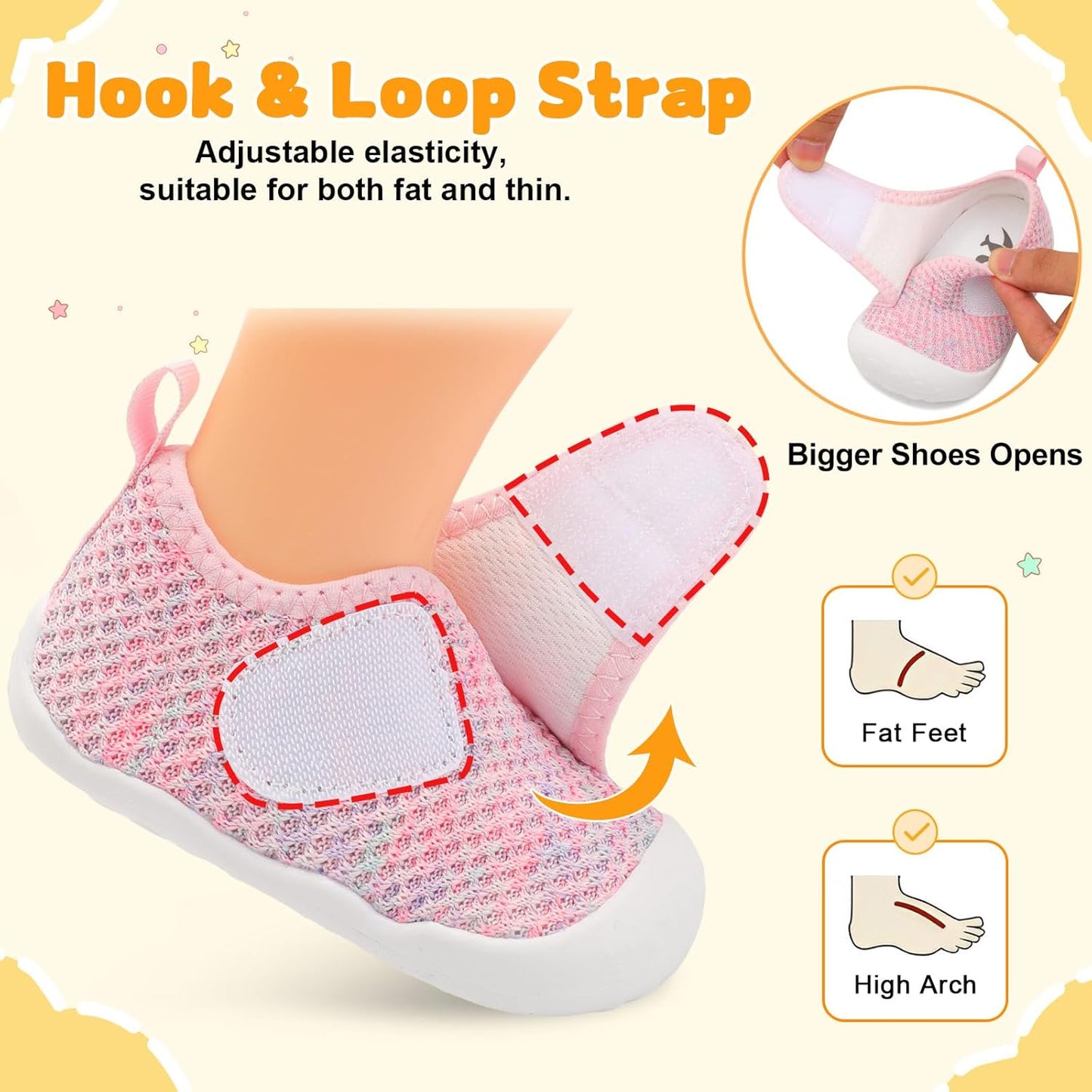 FEETCITY Baby First Walking Shoes Wide Baby Shoes Infant Sneakers Newborn Crib Shoe Barefoot Lightweight Slip On Shoe