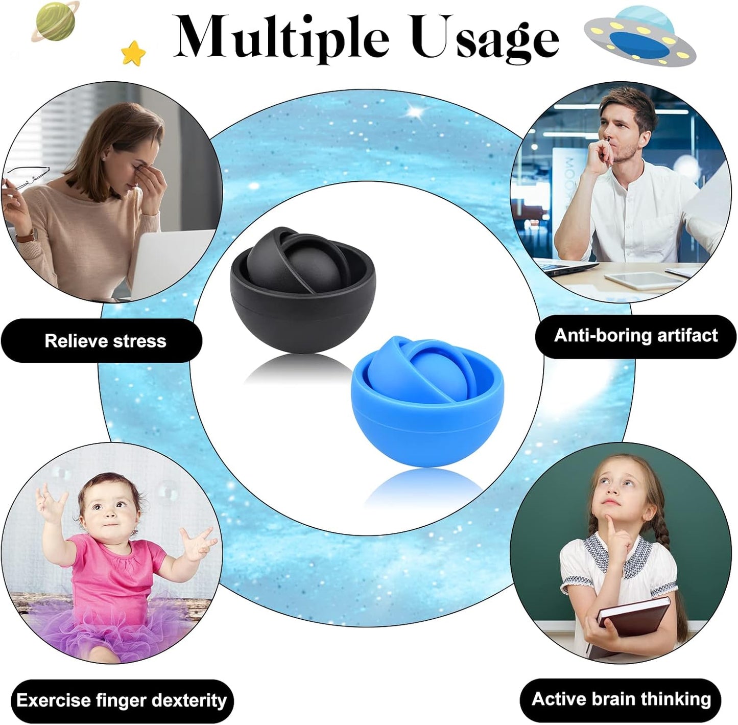 Fidget Toy Adults 2PC, Fidget Spinner Sensory Toys for Kids with Autism, Cool Gadgets Gifts for Boys Girls Teens Kids, Quiet Office Desk Toy ADHD Stress Relief Finger Toy