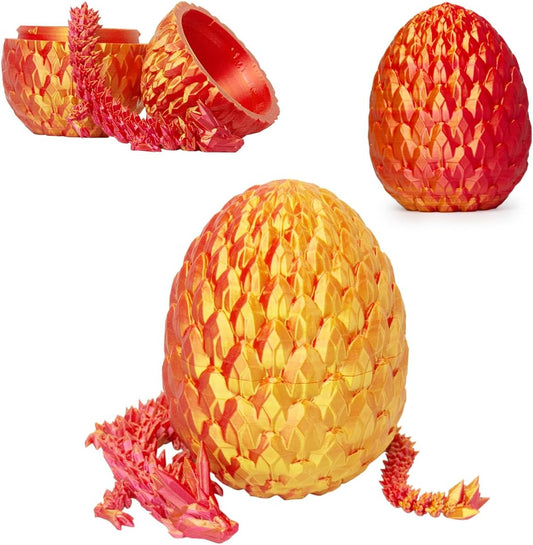 3D Printed Dragon Egg, Beautiful Flexible Joints Executive Desk Toys, Gifts for Adults and Kids (Silk Red)