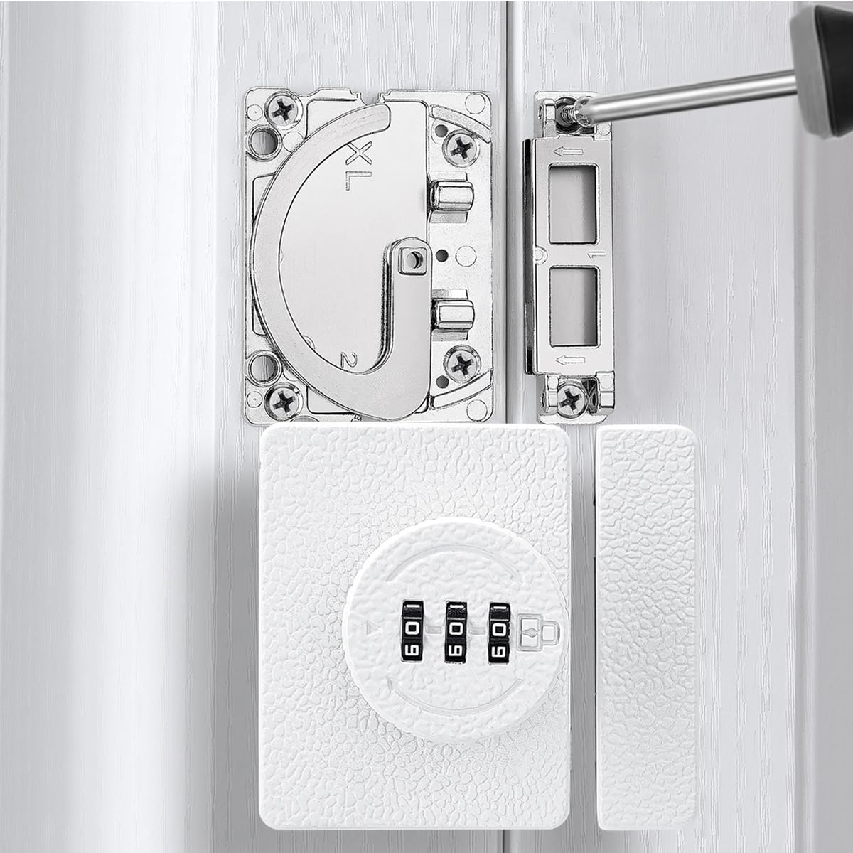 White Cabinet Lock,3 Digit Password Keyless,Anti Pry Mechanical Password Lock,Protect Privacy,for Drawer,Cabinets,Locker, Closet,Windows,Sliding Door,Bathroom,and Garden
