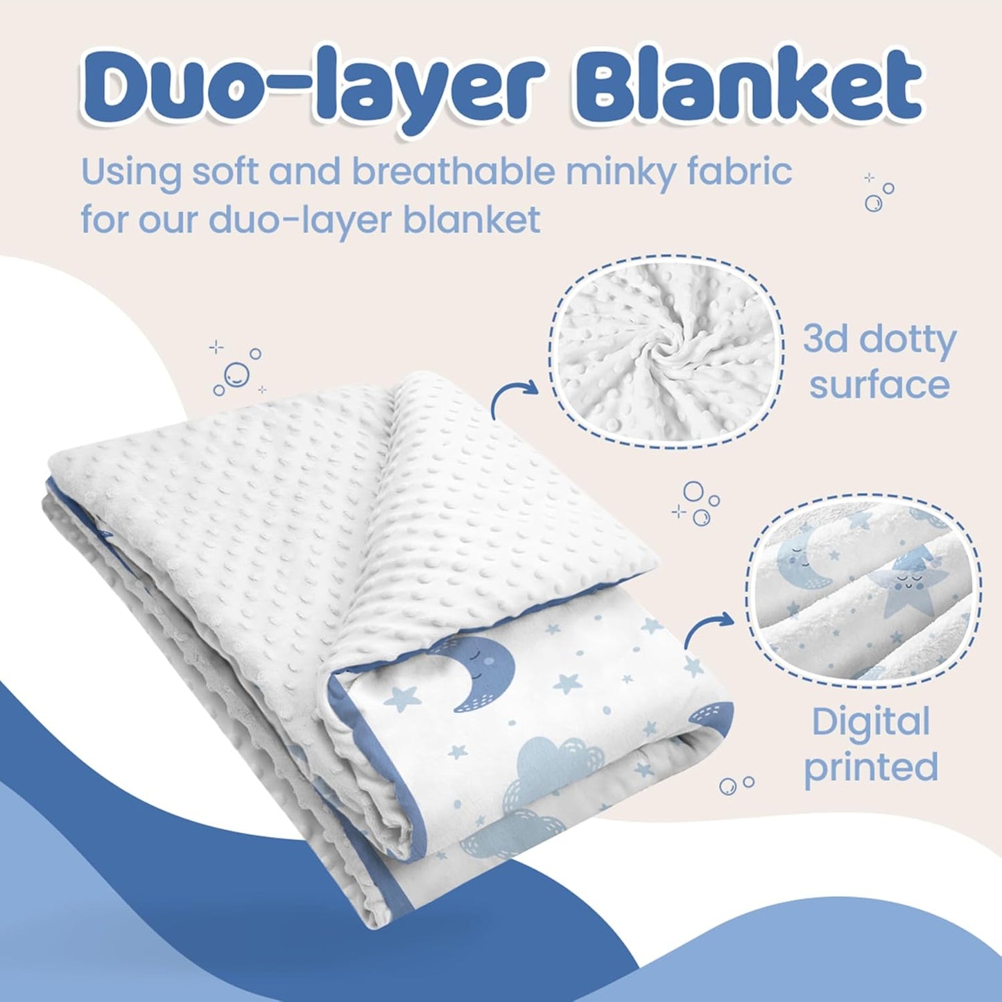 Star Baby Blanket 30 x 40 Inches for Boys Girls, Toddler Newborn Infant, Soft Plush Receiving Blanket with Dotted Back, Gifts for Christmas Birthday Baby Shower