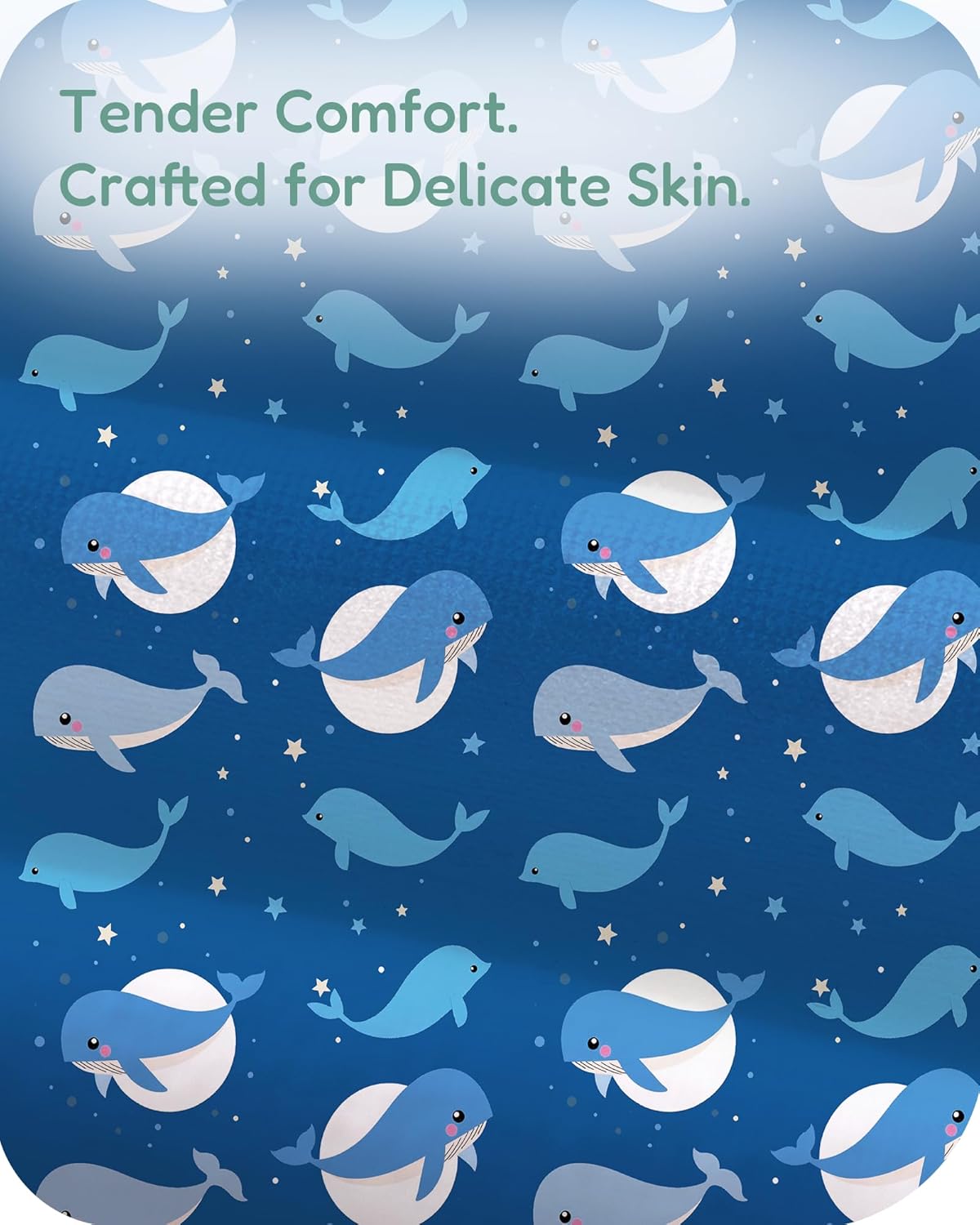 Pack and Play Sheets Fitted, Navy Whale+Blue, Ultra Soft, Breathable and Cozy, Hypoallergenic, 2 Pack for Baby Boys and Girls