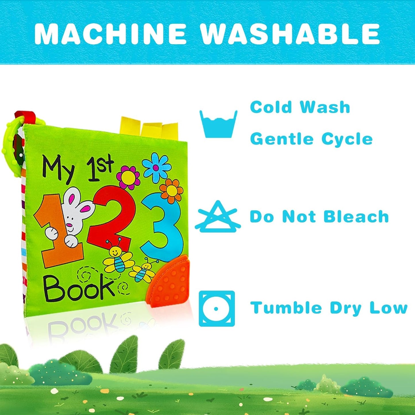 123 Book,Baby Soft Books Toys, Feel Crinkle Cloth Book for Infant Baby 0-3-6-12 Months