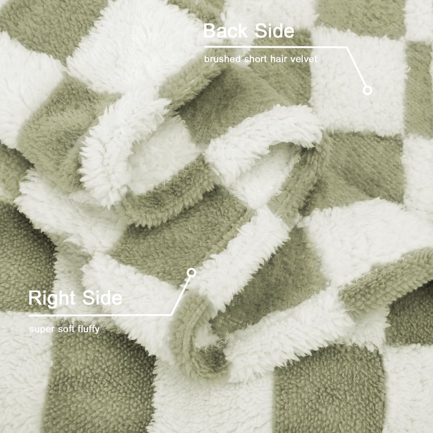 HOMRITAR Checkered Baby Blankets for Boys Girls Warm Cozy Reversible Toddler Blanket, Fluffy Fuzzy Plush Bed Blanket with Chessboard Grid Design 350GSM Mustard Green 30 x 40 Inch