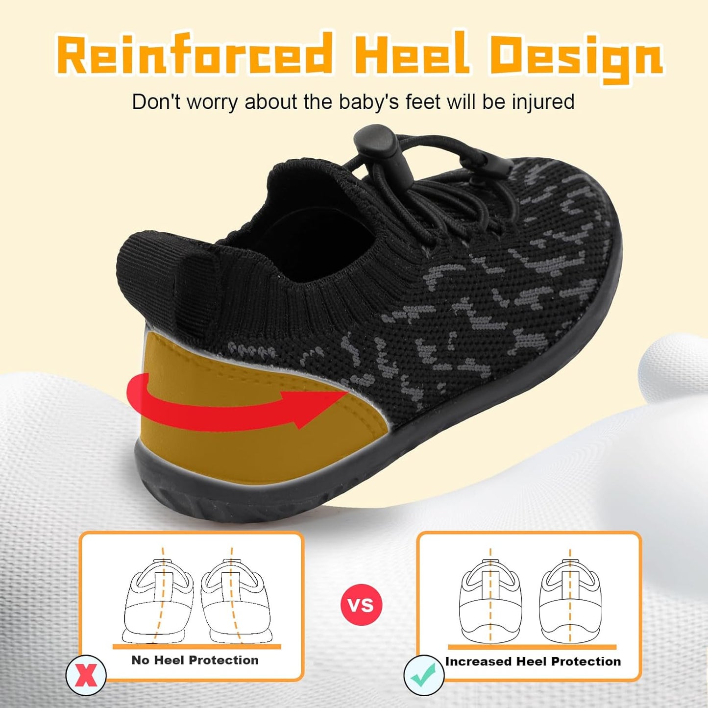 FEETCITY Baby Shoes Boys Girls First Walking Shoes Lightweight Infant Sneakers Slip On Shoe