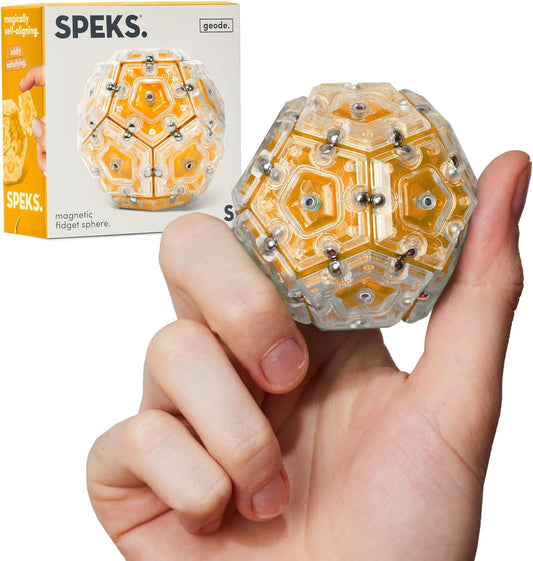 Speks Geode Sphere Magnetic Fidget Toy for Adults | Quiet Adult Sensory Toy for Stress Relief & Anxiety, Office Desk Toy & Top Gadget Gift Idea | Topaz, 12-Piece Set