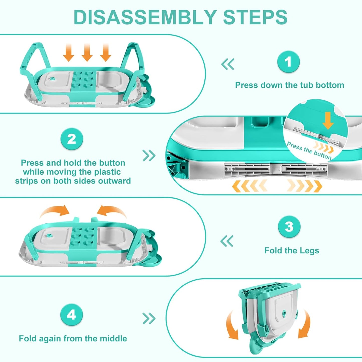 TPN Collapsible Baby Bathtub, Baby Bath Tub with Soft Cushion & Real-Time Thermometer, Baby Bathtub Infant to Toddler Tub (0-36 Months), Portable Newborn Travel Bath tub