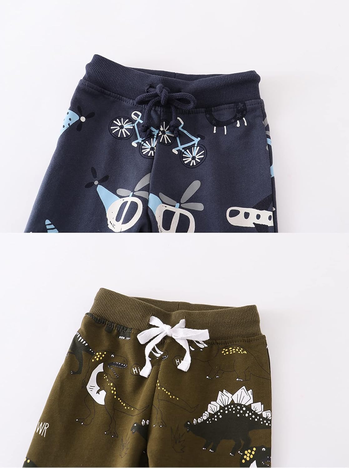 HUAER& Baby Boy's Jogger Pants Dinosaur Car Drawstring Elastic Sweatpants