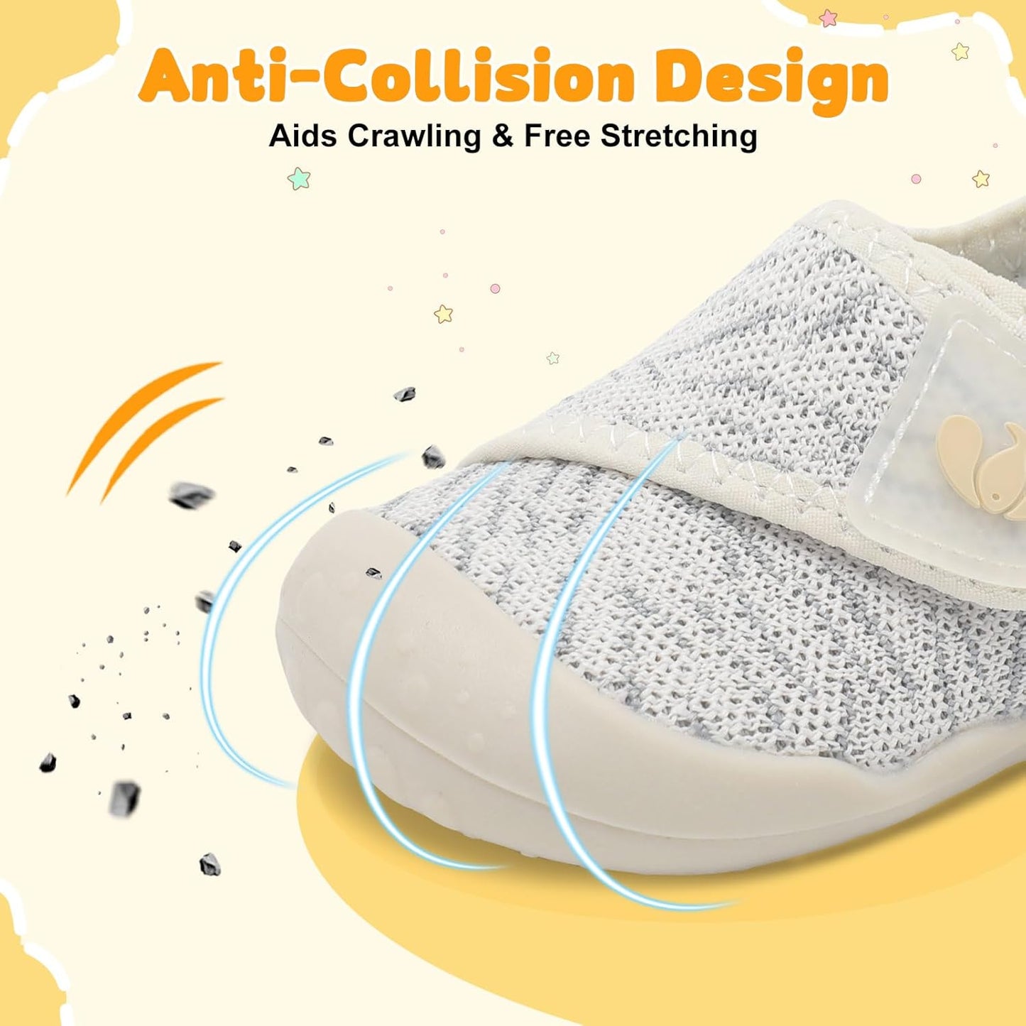 FEETCITY Baby First Walking Shoes Wide Baby Shoes Infant Sneakers Newborn Crib Shoe Barefoot Lightweight Slip On Shoe