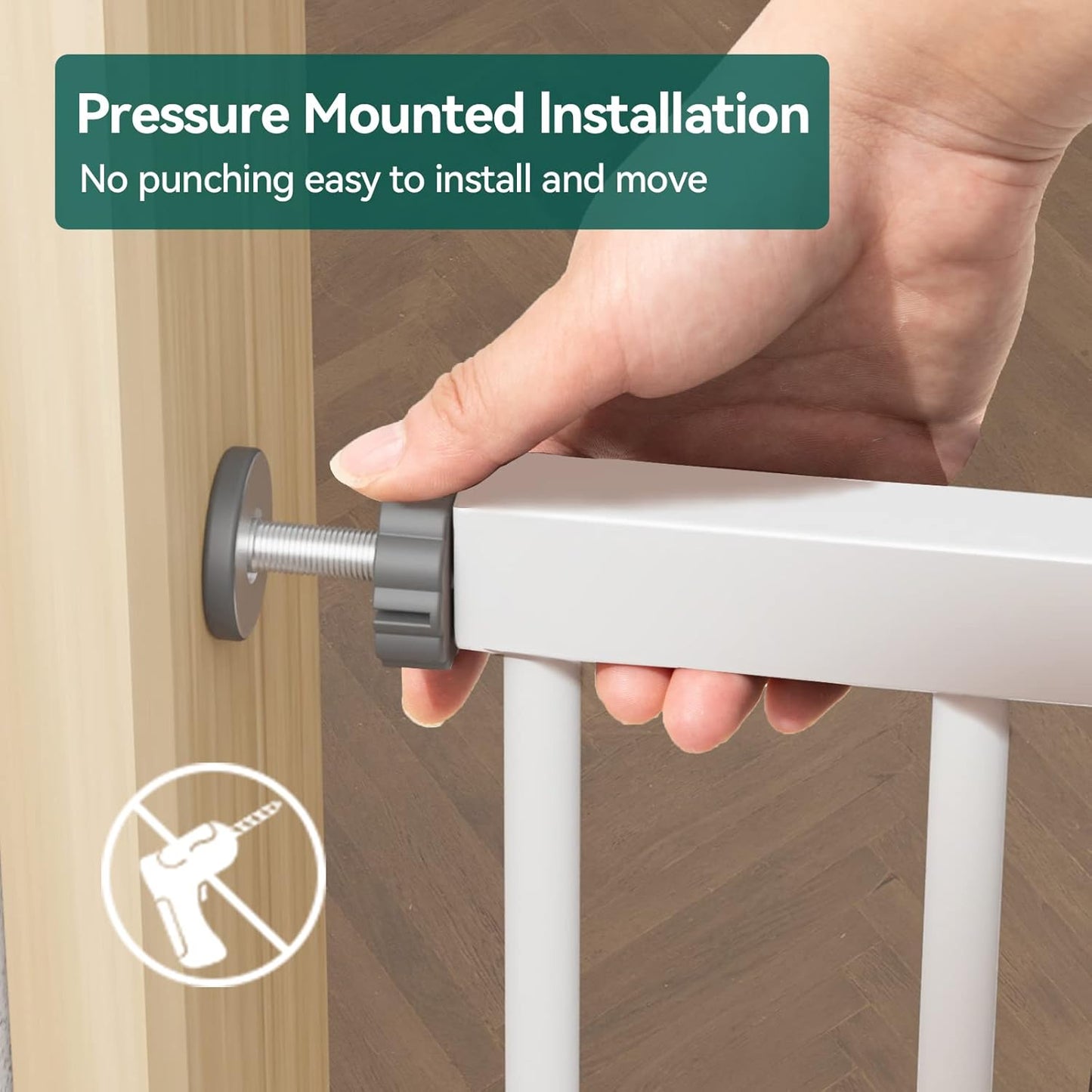 BABELIO 29-55 Inch Extra Wide Baby/Dog Gate, Metal Auto Close, Pressure Mounted Pet Door for Doorways, NO Need Tools and Drilling, with Wall Cups, White