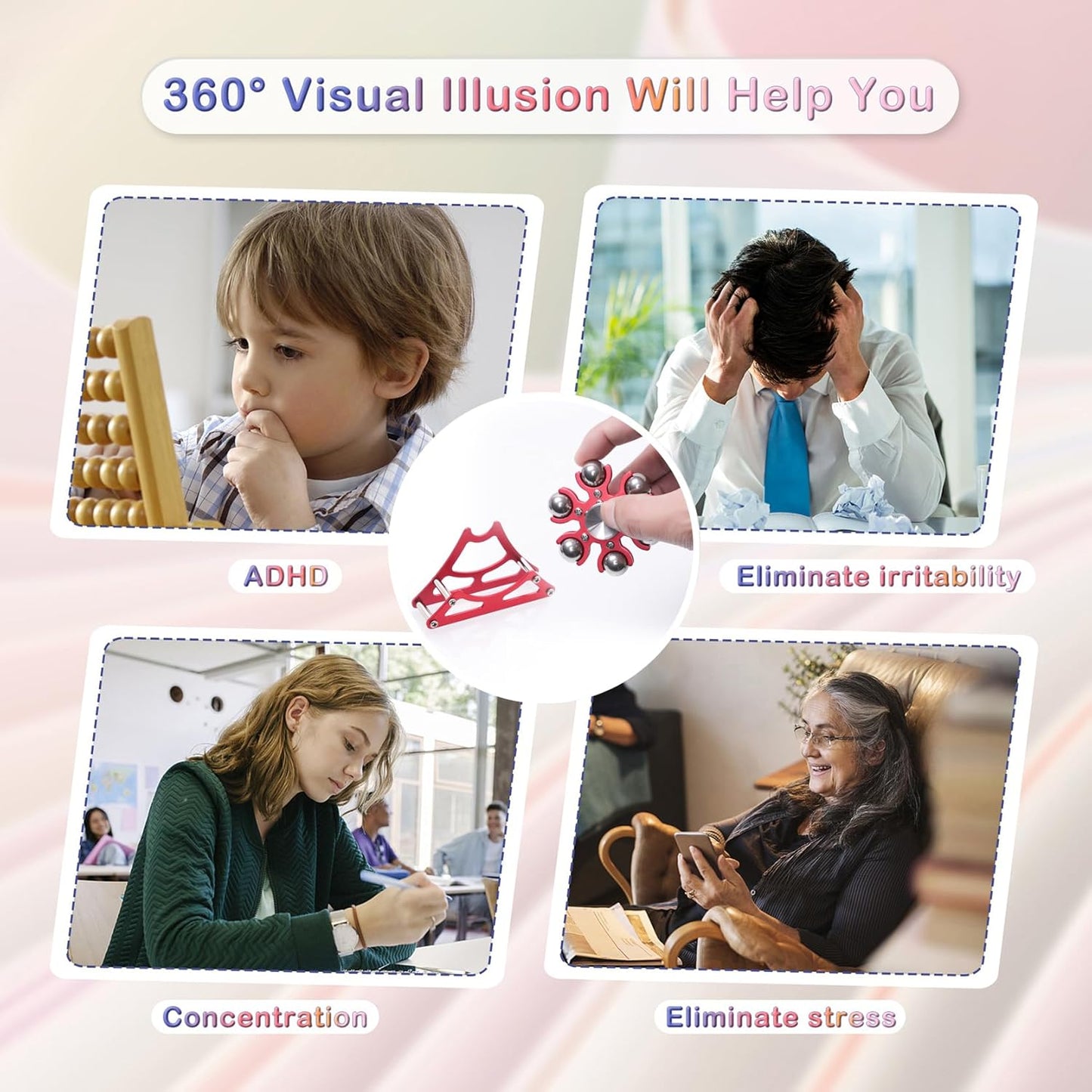 Desk-Fidget-Toys for Ferris-Wheels-Spinner: Metal Kinetic-Spinner 4mins, Cool-Gadgets for Kid Children Teen Adult EDC-Toy, ADHD Tools Cool-Stuff Stress Relief Gift for Office Home School Christmas