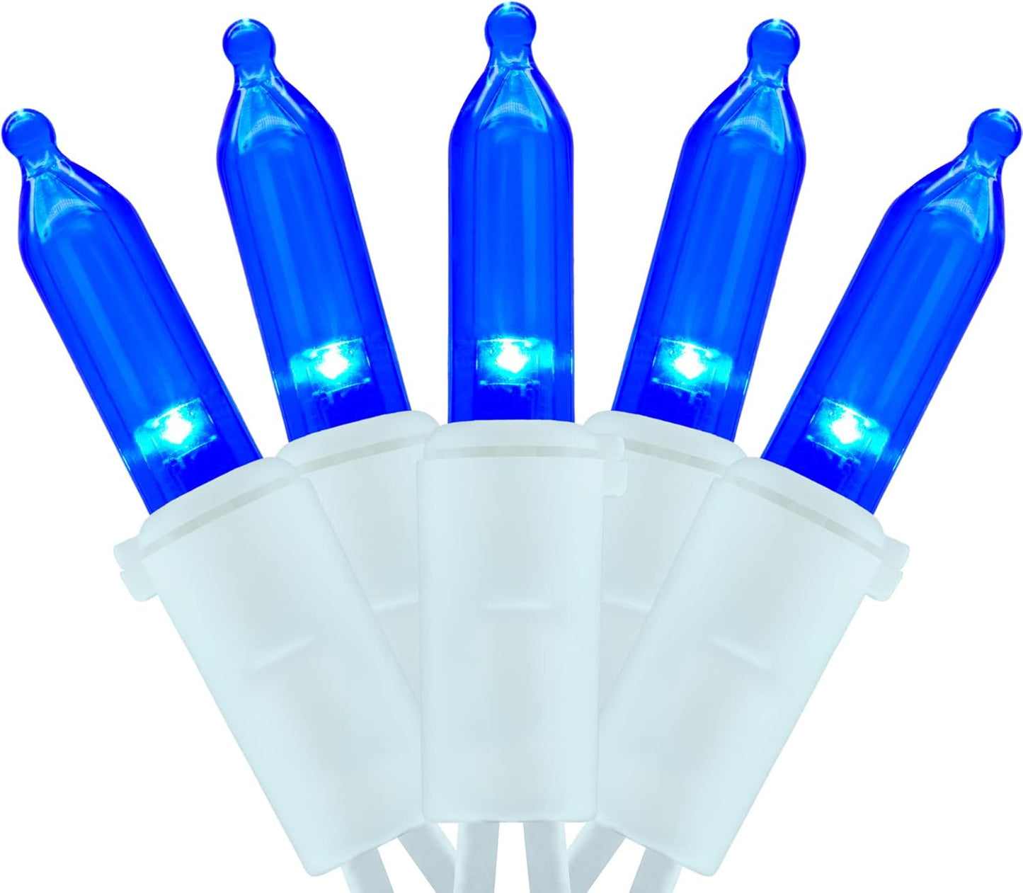 YULETIME 200 Blue LED Christmas Lights with White Wire, Pack of 2 Strands 33 Feet 100 Lights UL Certified Holiday String Light Set