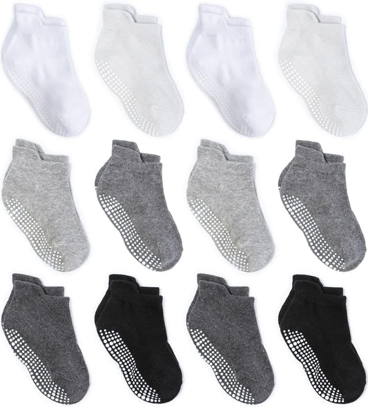 Zaples Baby Non Slip Grip Ankle Socks with Non Skid Soles for Infants Toddlers Kids Boys Girls