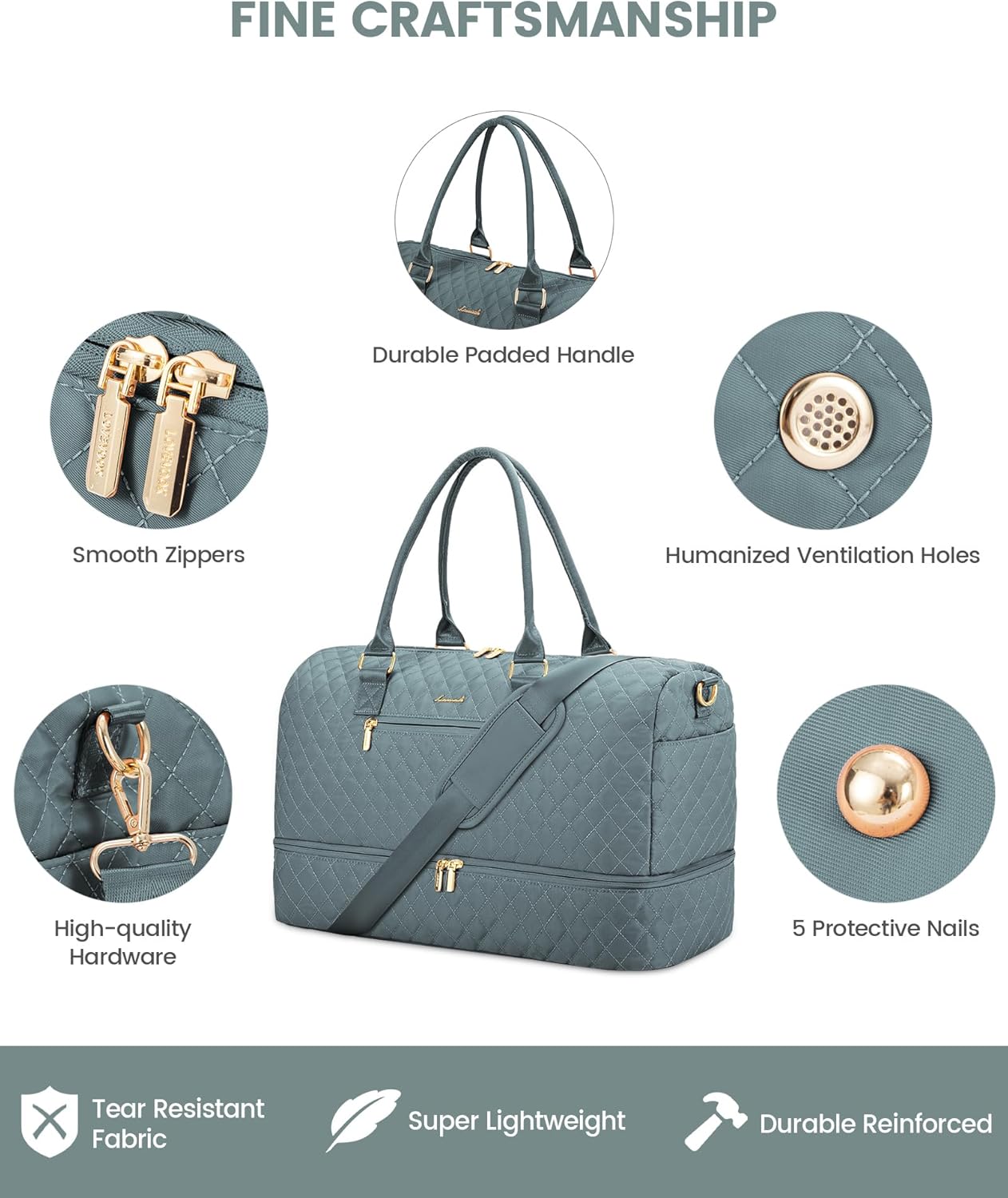 LOVEVOOK Travel Duffle Bag for Women, Weekender Overnight Bag with Shoe Compartment, Carry on Bag with Toiletry Bag, Gym Duffel Bag with Wet Pocket, Hospital Bags for Labor and Delivery 3 Pcs Set