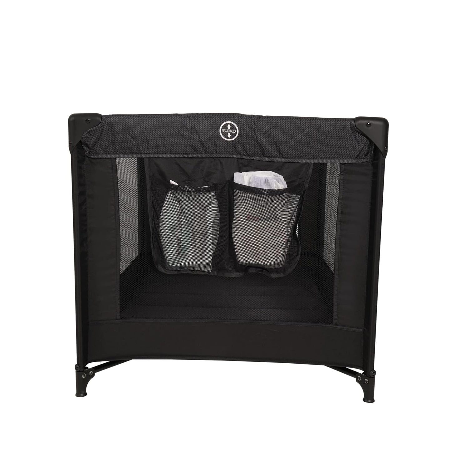 Pamo Babe Portable Crib Baby Playpen with Mattress and Carry Bag (Black)