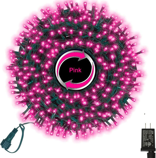 66ft Christmas Decorative Mini Lights,200 LED Transparent Wire Fairy Starry String Lights Plug in, 11 Lighting Modes, for Indoor Outdoor Xmas Tree Wedding Party Decoration (Pink)