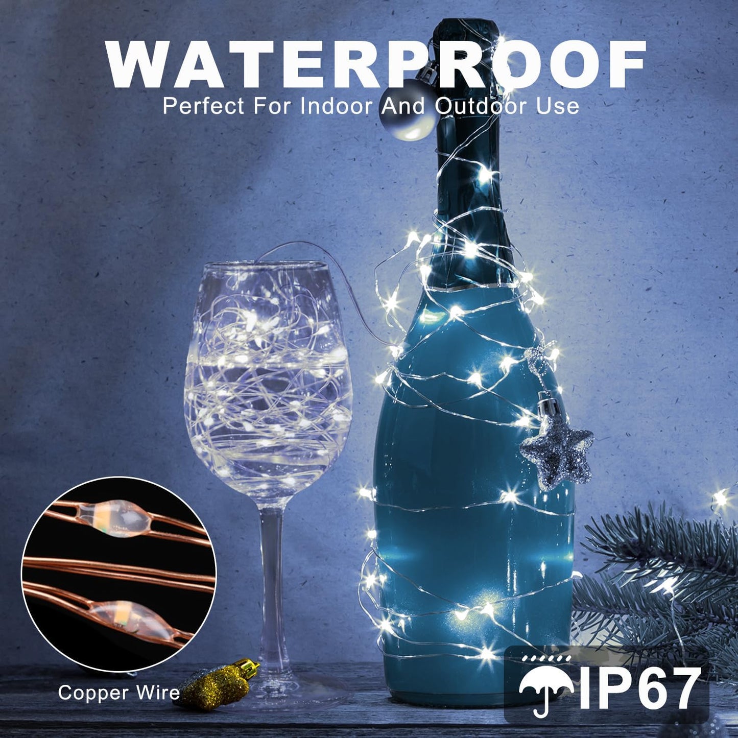 Fairy Lights 72ft 220 LED USB Twinkle String Lights Plug in Copper Wire Lights with Remote and Timer 8 Modes Outdoor Waterproof Starry Lights DIY Party Wedding Christmas Decoration(Cool White)