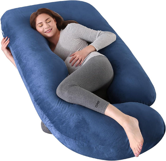 60 Inch Full Body Pregnancy Pillows for Sleeping Cooling Pregnancy Pillow,U Shaped Pregnancy Body Pillow,Maternity Pillows for Pregnant Women with Removable Washable Velvet Cover.(Blue)