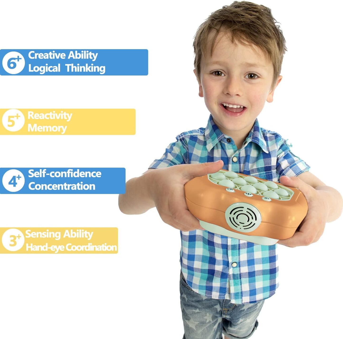 Pop The Target! Handheld Speed Pushing Game Machine: A Fun Multiplayer Game for Family. Fidget Game Toy for 6 7 8 9 10 11 12 Years Old Orange