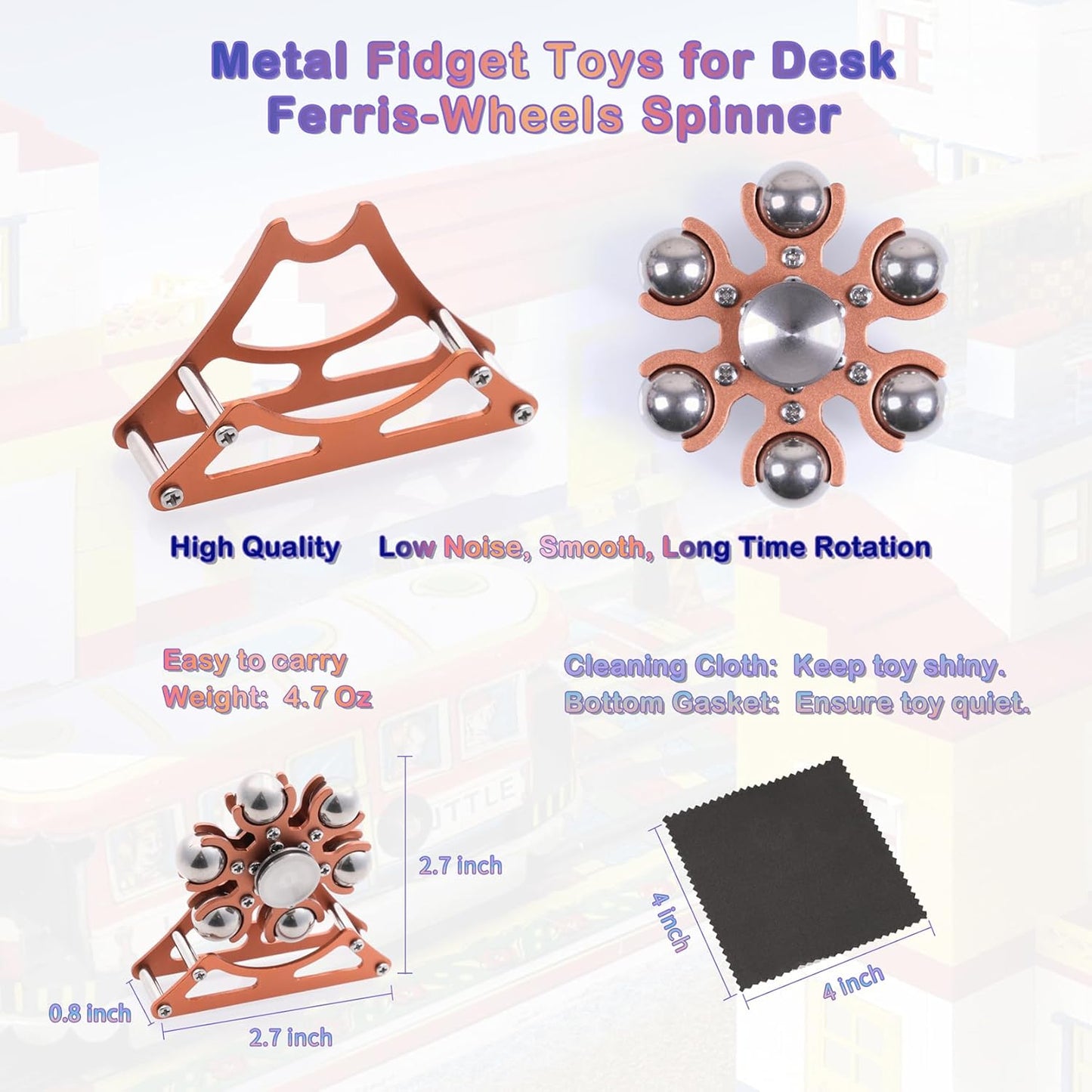 Desk-Fidget-Toys for Ferris-Wheels-Spinner: Metal Kinetic-Spinner 4mins, Cool-Gadgets for Kid Children Teen Adult EDC-Toy, ADHD Tools Cool-Stuff Stress Relief Gift for Office Home School Christmas