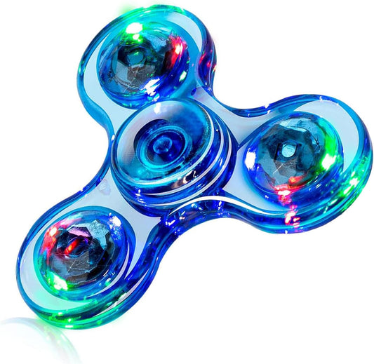 LED Light Fidget Spinners Fidget Toys for Kids and Adult ADHD Stress Reduction and Anxiety Relief Hand Spinners Thanksgiving Christmas Crystal Finger Toy Blue