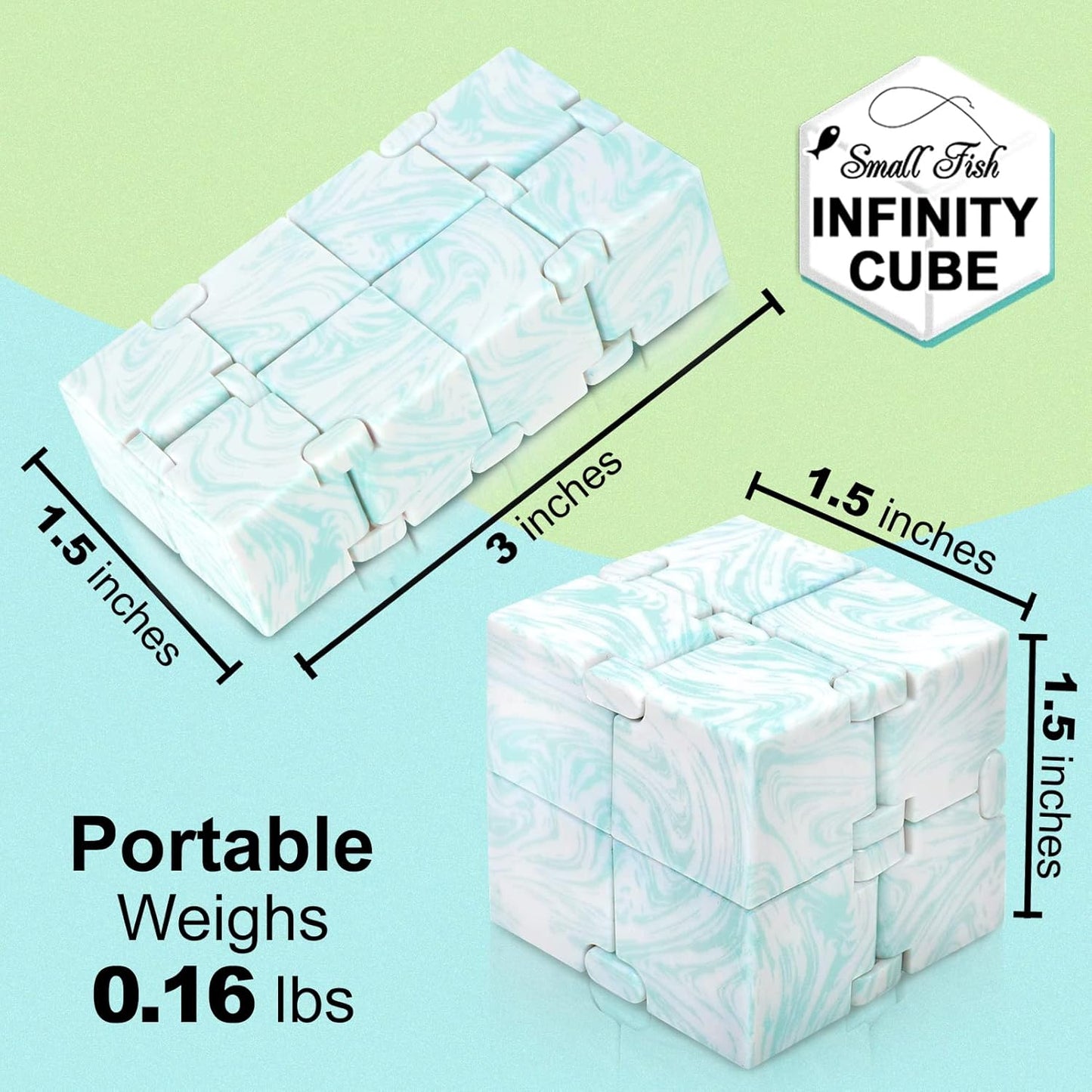 SMALL FISH Infinity Cube Sensory Fidget Toy, Sensory Tool EDC Fidgeting Game for Kids and Adults, Cool Mini Gadget Best for Stress and Anxiety Relief, Hand-Held Fidget Toy (Marble)