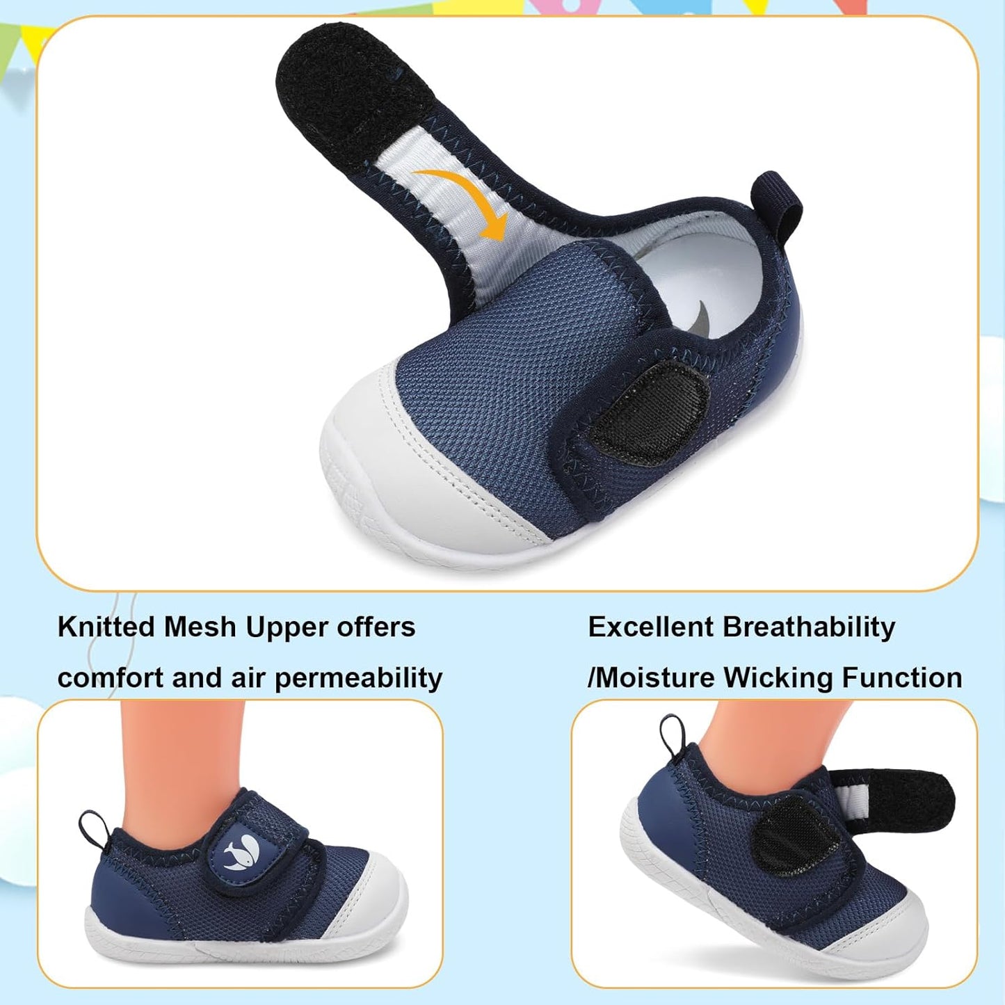 FEETCITY Baby First Walking Shoes Boys Girls Infant Sneakers Crib Shoes Breathable Lightweight Slip On Shoes