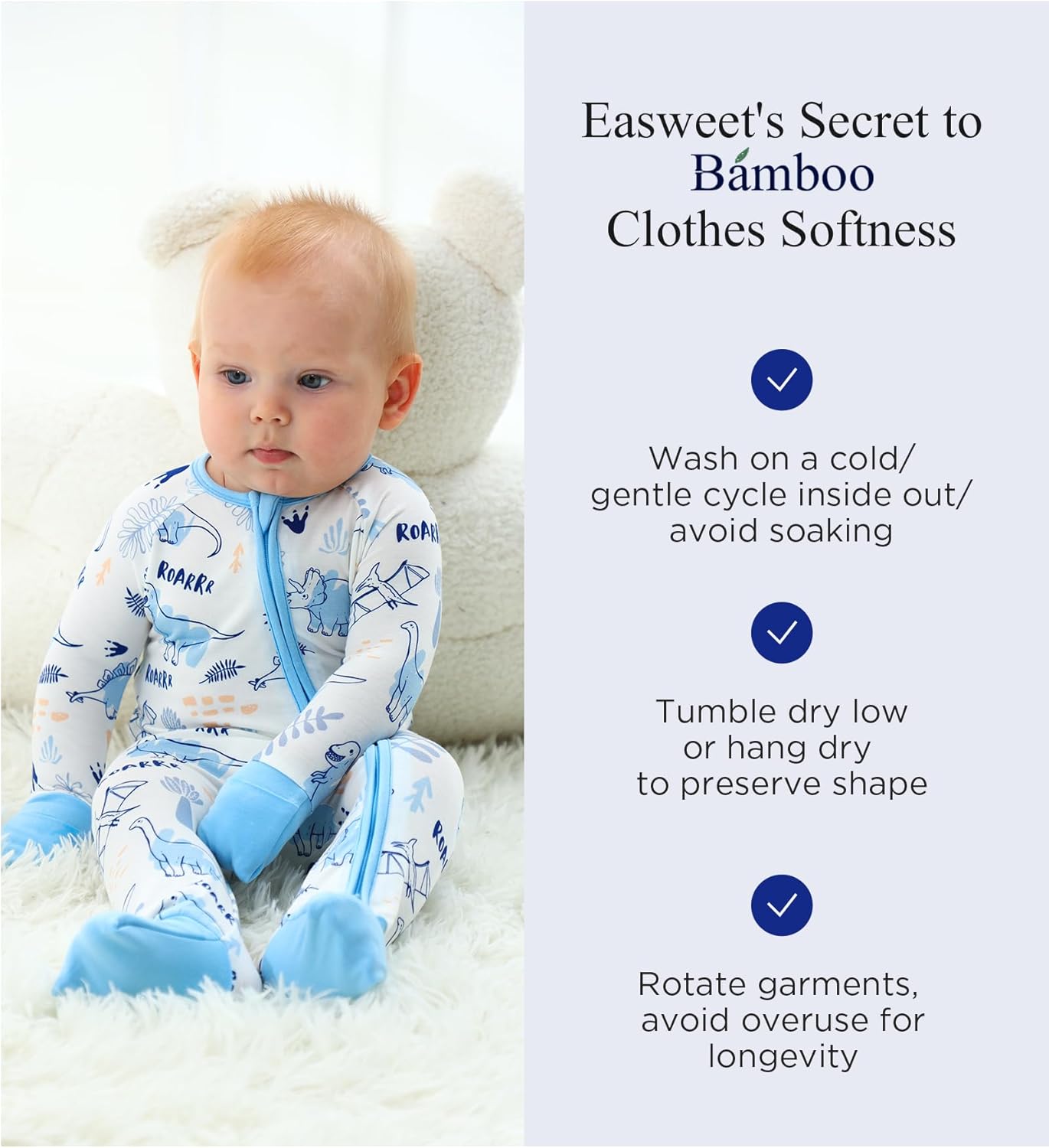 Baby One-Piece Romper Footless Bamboo Viscose Pajamas Sleepers for Baby Boys and Girls