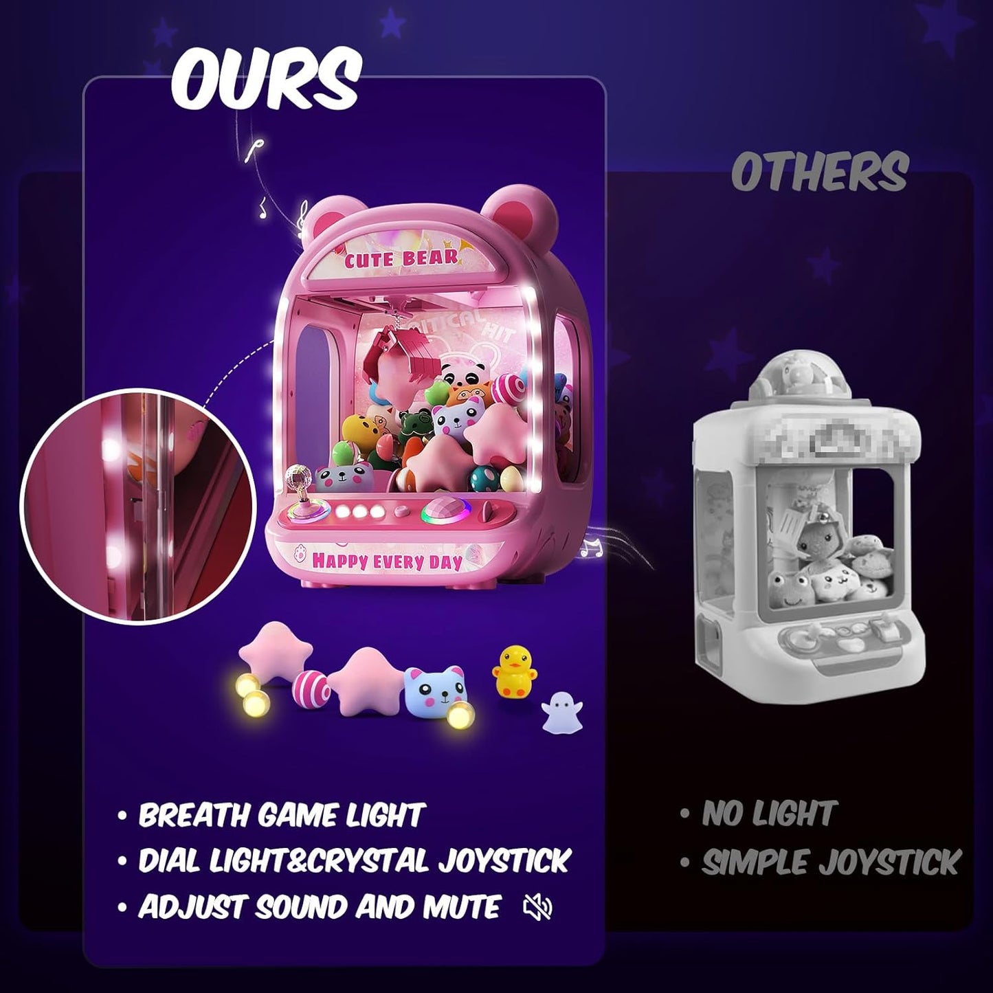 Skirfy Claws Machines for Kids,Unicorns Toys for Age 6+,Kids Games Mini Vending Machines with Squishys Toy Candy Dispenser,Claws Game Machine,Birthday Gifts for Girls Age 8-12