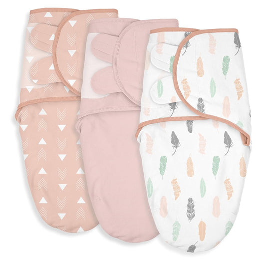 Organic Baby Swaddle Sleep Sacks, 3-Pack Swaddles for Newborns Baby Essentials, Infant 0-3 Months, 100% Cotton Soft & Snug Adjustable Wrap Nursery Swaddling Blankets Improves Sleep