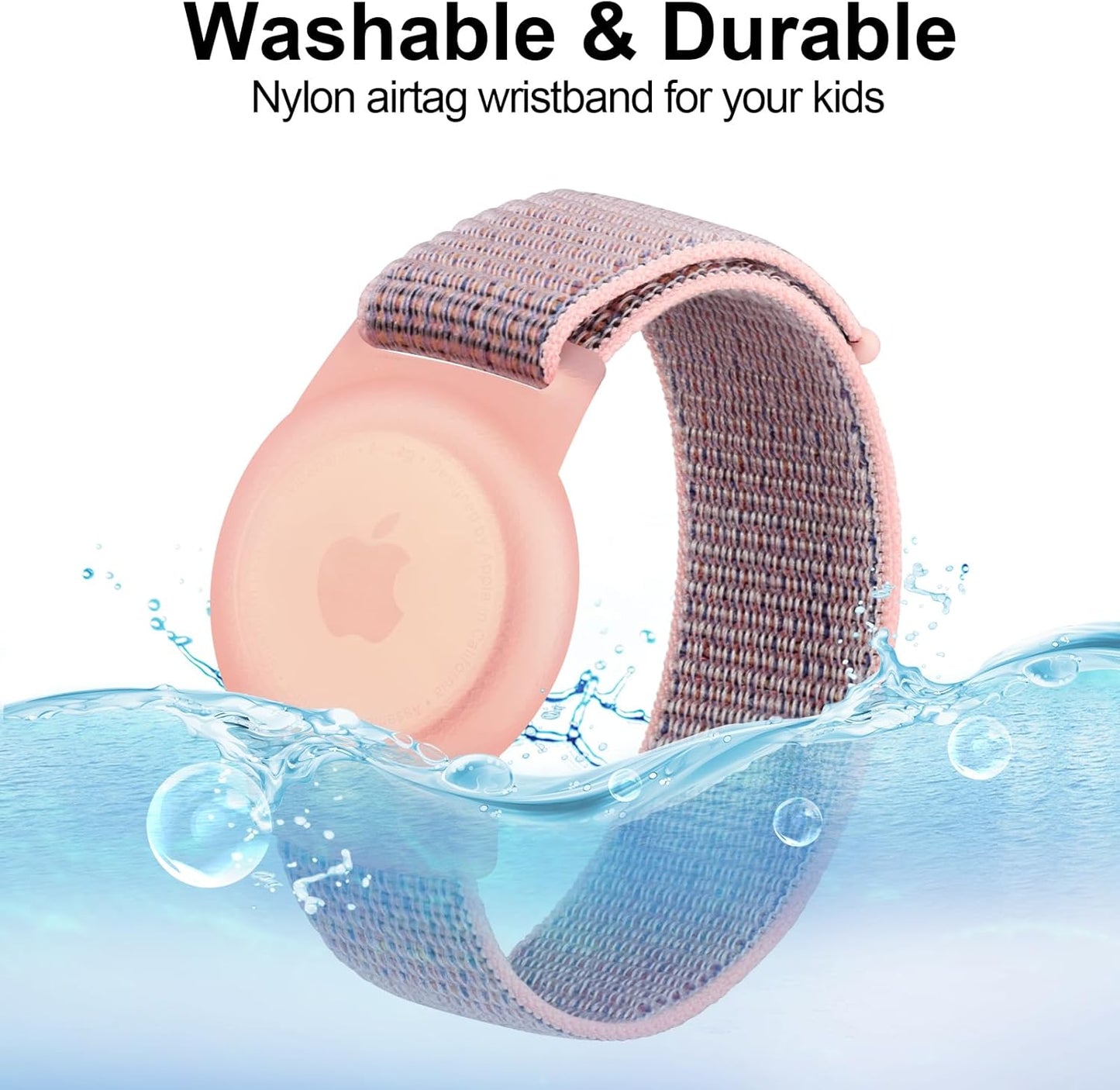 Vancle Kids Wristband for Apple AirTag, Protective Case for Air Tag GPS Tracker Holder with Nylon Bracelet, Adjustable Anti Lost Watch Band for Toddler Baby Children Elders