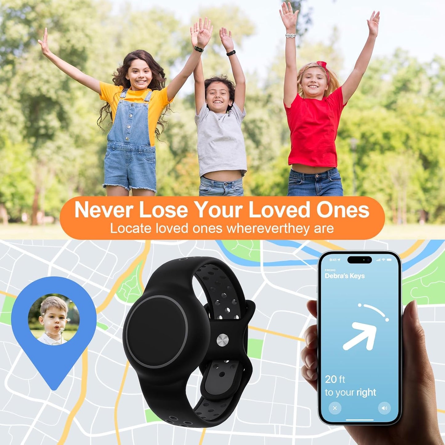 Waterproof Bracelet Compatible with AirTag for Kids (2 Pack), Protective Case GPS Tracker Holder for Child with Full Coverage Hidden Design, Soft Silicone Anti-Lost Wristband Cover for Toddler BGBY