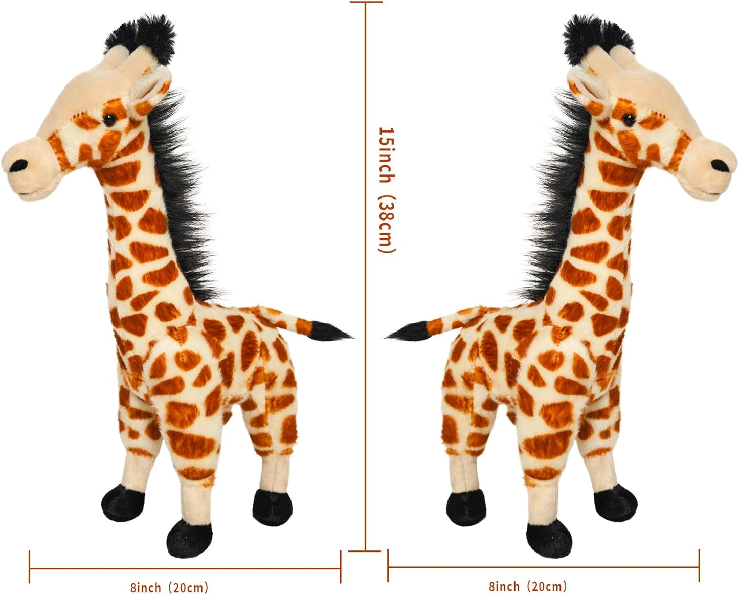 Giraffe Doll, Brown Giraffe Stuffed Animal, Realistic Plush Toy, Jungle Animal Stuffed Plush Toy Gift for Kids -15”